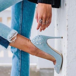 🆕Aldo Denim Studded Heels, Size 6